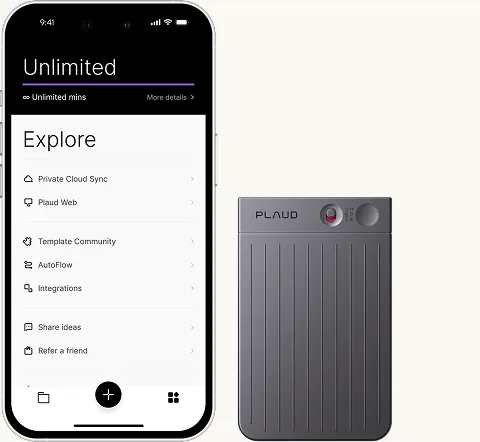 Le Plaud Note à côté de son application mobile